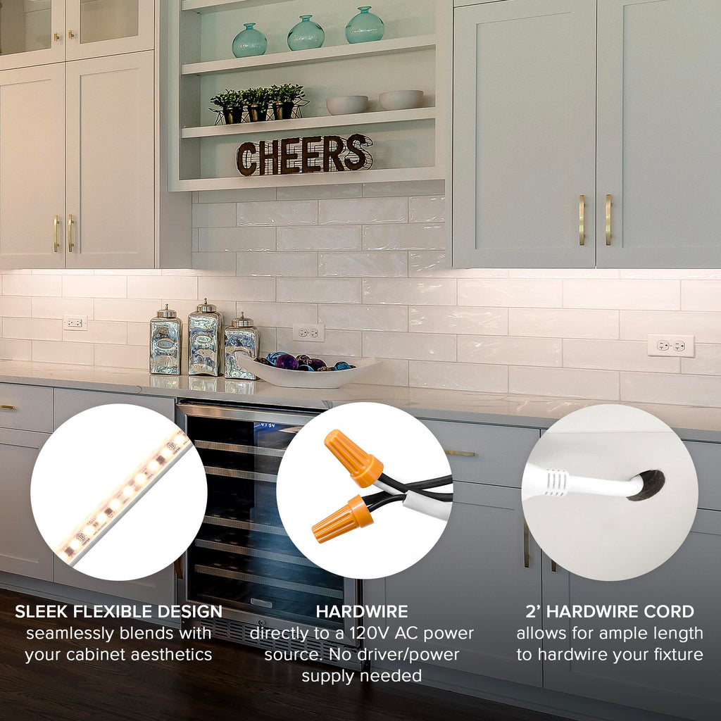 24 in. Hardwired LED Under Cabinet Strip Light, 920 Lumens