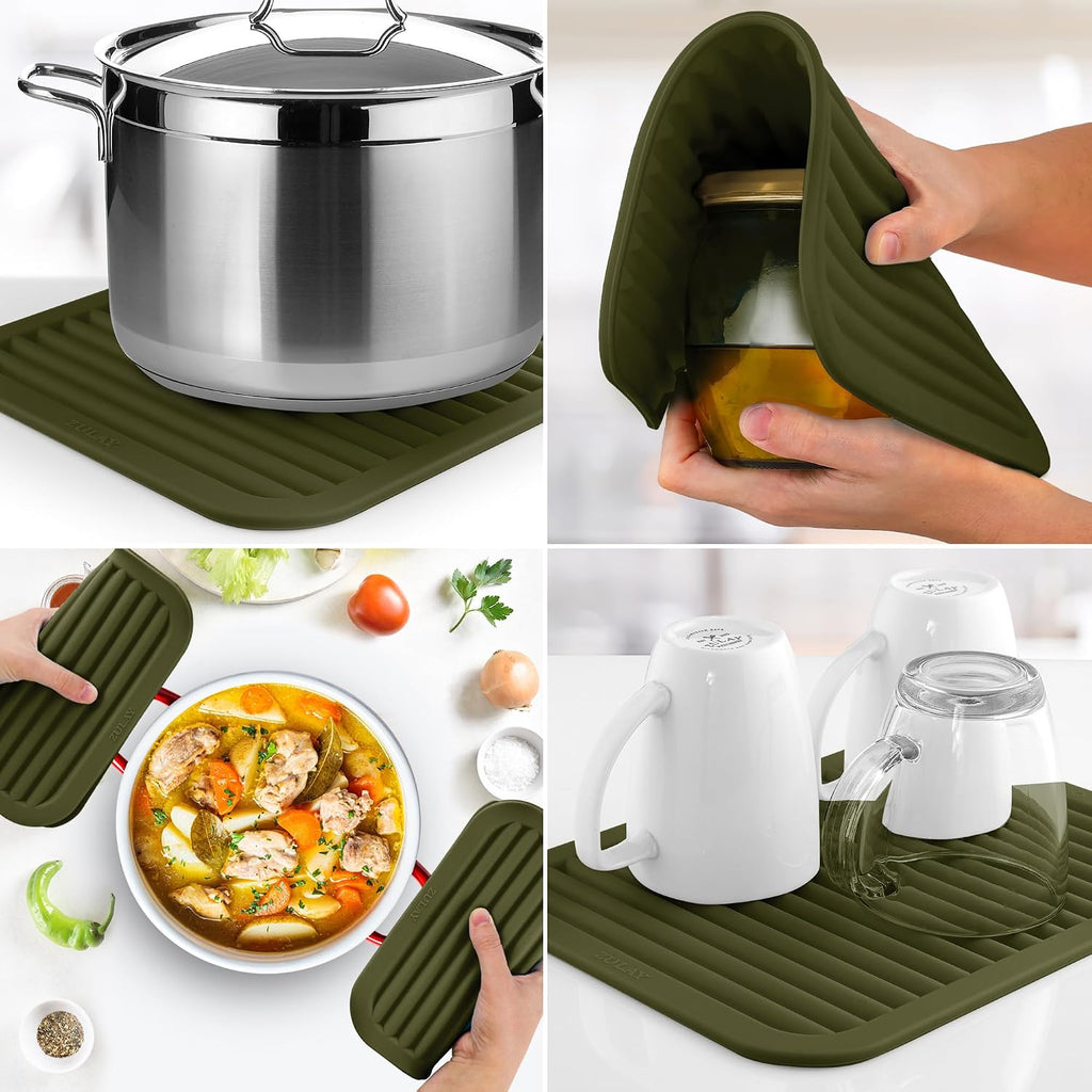 Zulay 2-Pack 9"x12" Silicone Trivets for Hot Pots & Pans - Heat-Resistant, Non-Slip Trivet Mats - Durable, Flexible - Set of 2