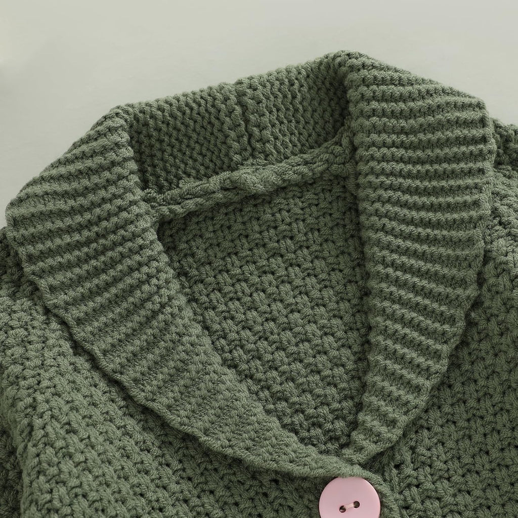 Infant Baby Boys Cardigan Crochet Sweater Lapel V-Neck Button Up Toddler Chunky Knit Jacket Coat Outwear
