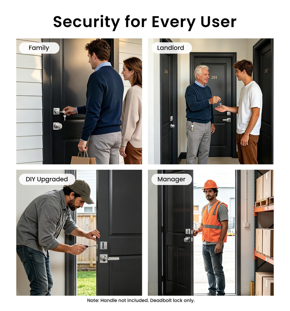 Modern Square Deadbolt, Satin Nickel Single Cylinder Door Lock ANSI 3