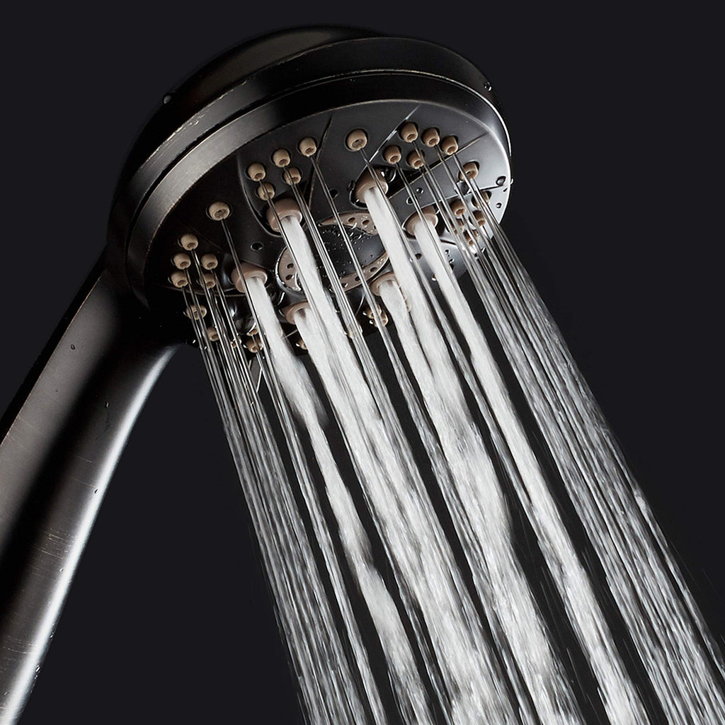 High Pressure 6-Setting Hand Held Shower Head with Extra-Long 6 Foot Hose & Bracket - Anti-Clog Nozzles - USA