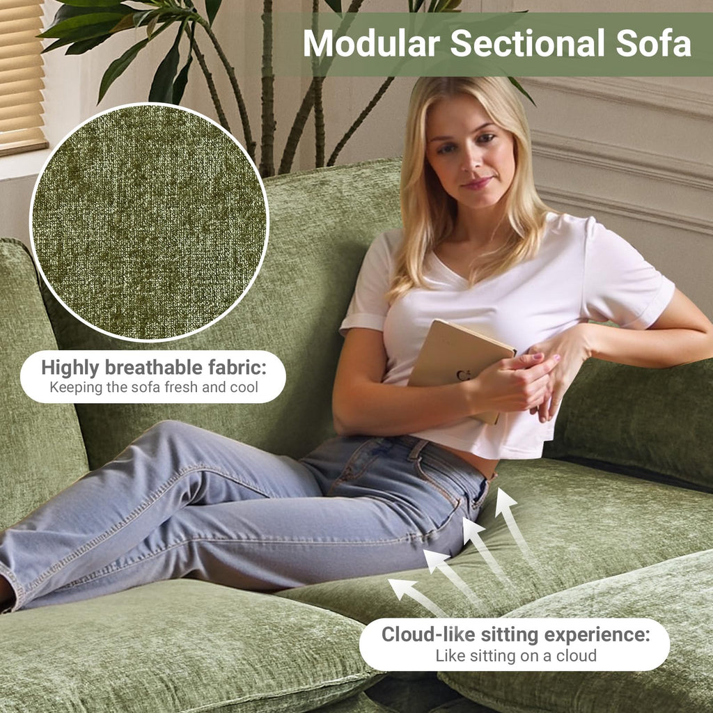 87" Convertible Sectional Sofa, L-Shaped Deep Seat Sofa Couch, Modern 2-Seat Loveseat Sofa with Ottoman for Small