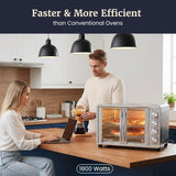 ETO-4510M French Door 47.5Qt, 18-Slice Convection Oven 4-Control Knobs, Bake Broil Toast Rotisserie Keep Warm