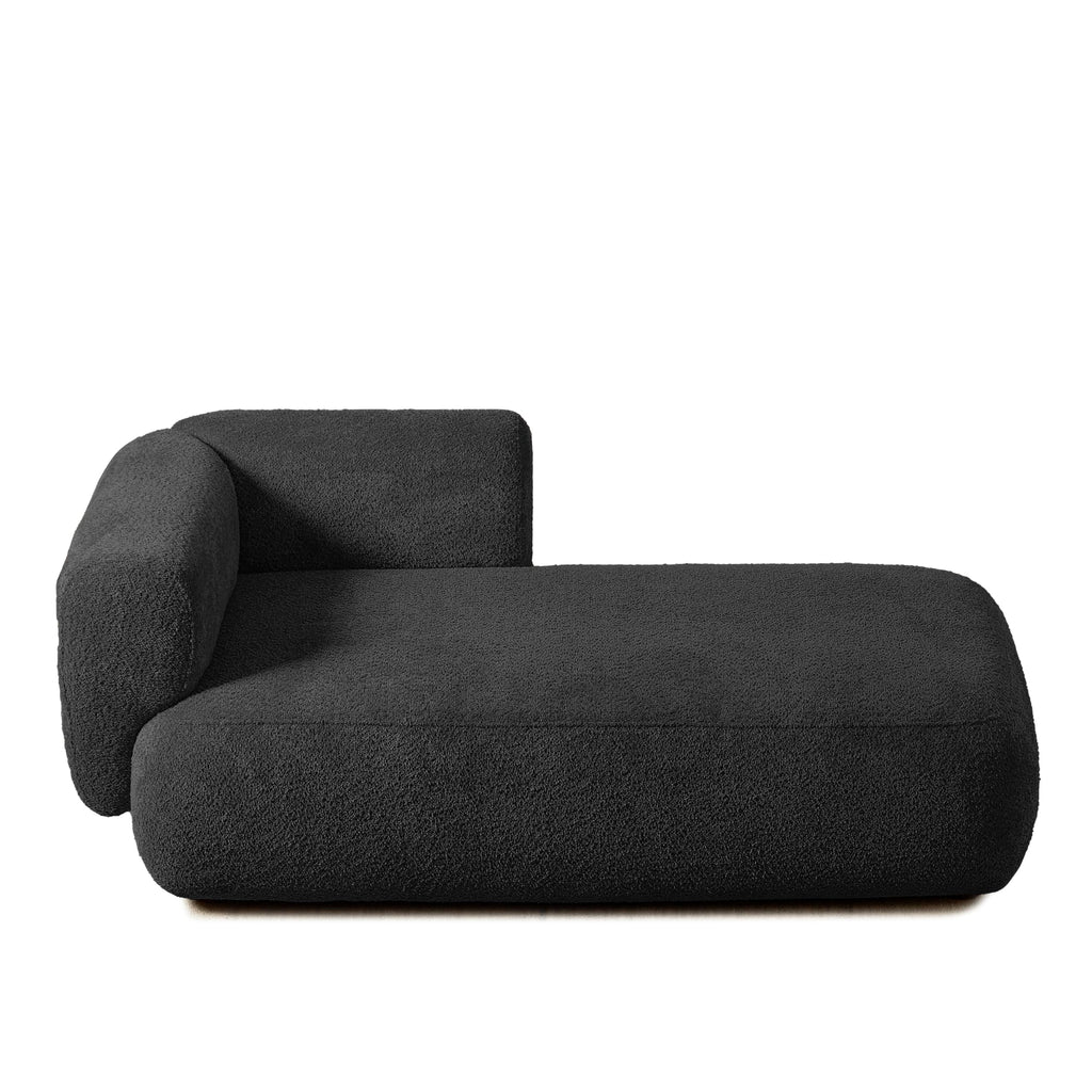Boucle Upholstered Right Facing Chaise Lounge Indoor Bedroom, Comfy Single Chaise Lounge Modern Leisure Recliner