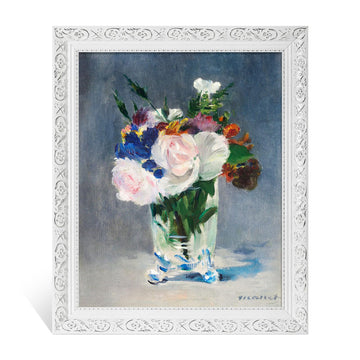 Minimalist Solid Wood Ornate Frame for 8x10 Canvas Paintings, White