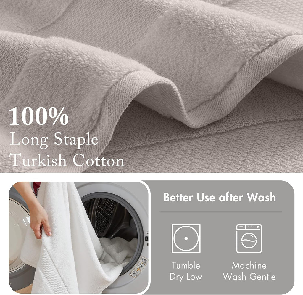 Park 100% Turkish Cotton 600 GSM Bath Towel Set, 6 Piece, Taupe | Low Twist Quick Dry Shower Towels , Luxury