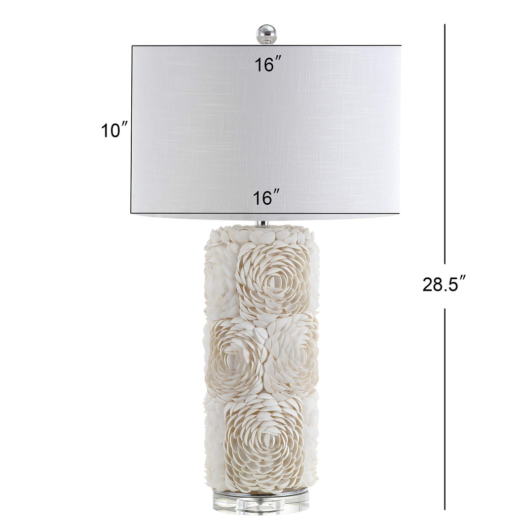 Rosette 28.5" Seashell Resin Column Table Lamp, Cream