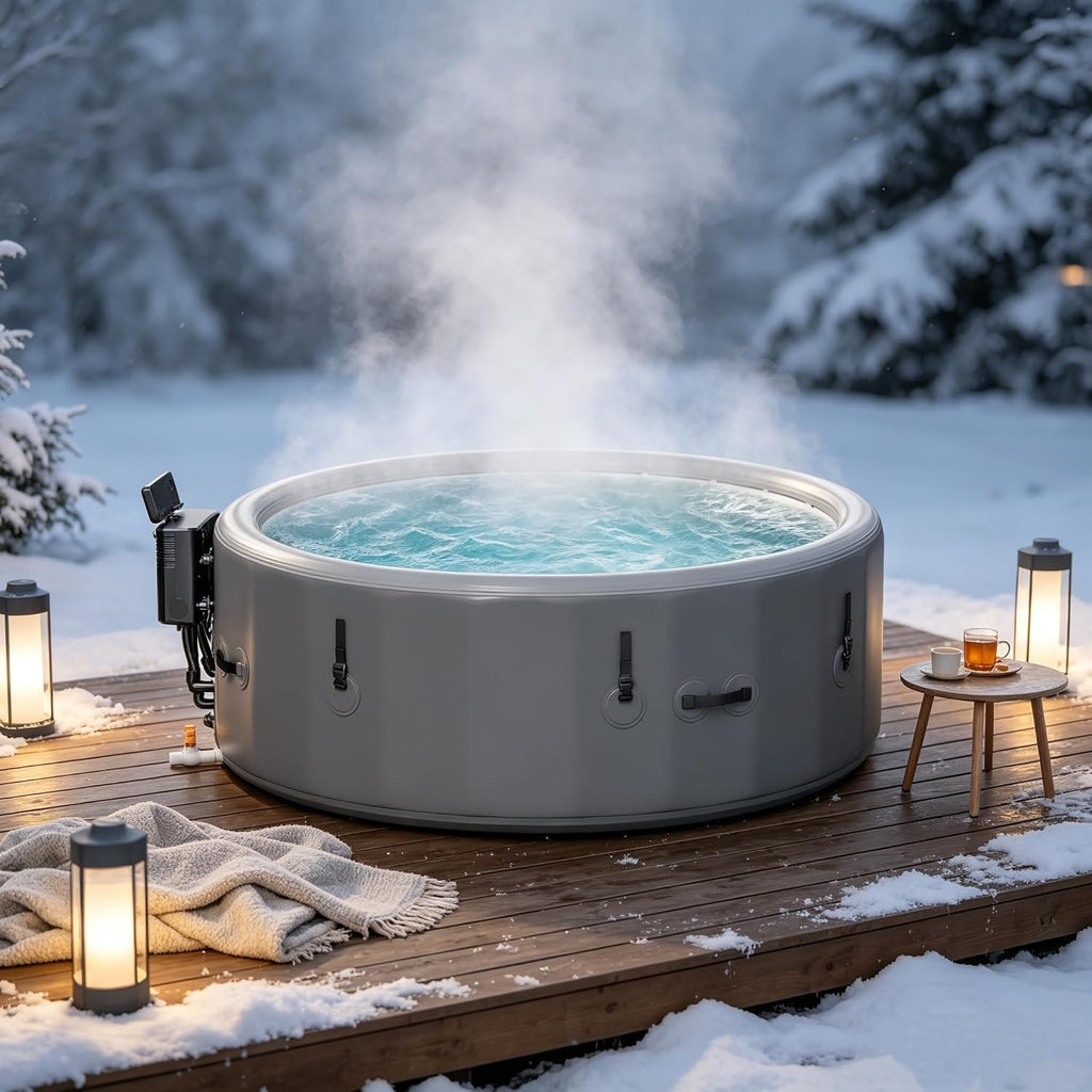 4 to 6 Person Inflatable Hot Tub, Portable Outdoor Spa with 150 AirJets, 6 LED Color Lights & Filter System, 85" x 28"