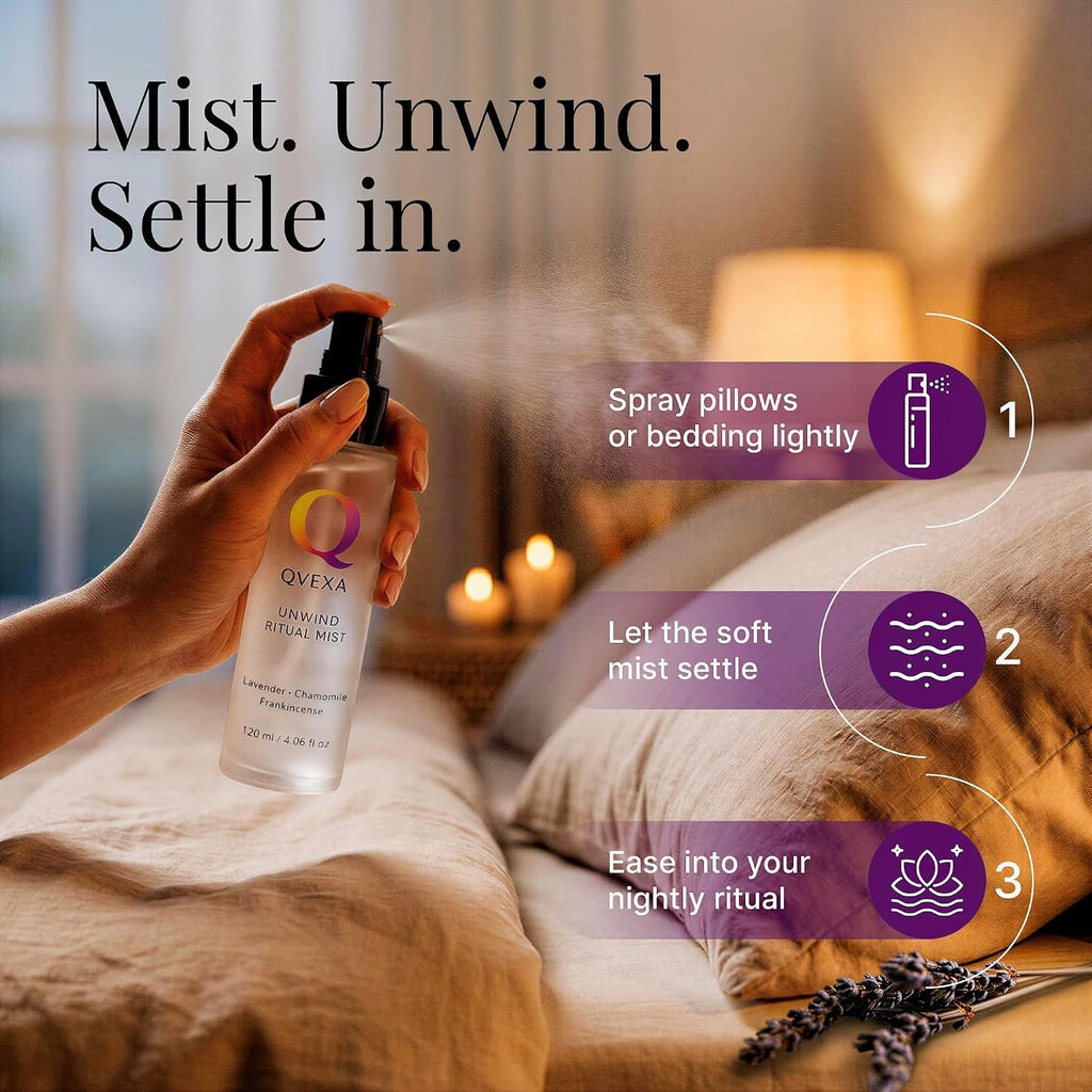 Lavender Pillow Spray with Chamomile & Frankincense for Deep Sleep. - Set of 4