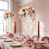4PCS Acrylic Candelabra Centerpieces for Tables,2-in-1 Clear 5 Arm Candelabras &Flower Stand,Acrylic Centerpieces Stand