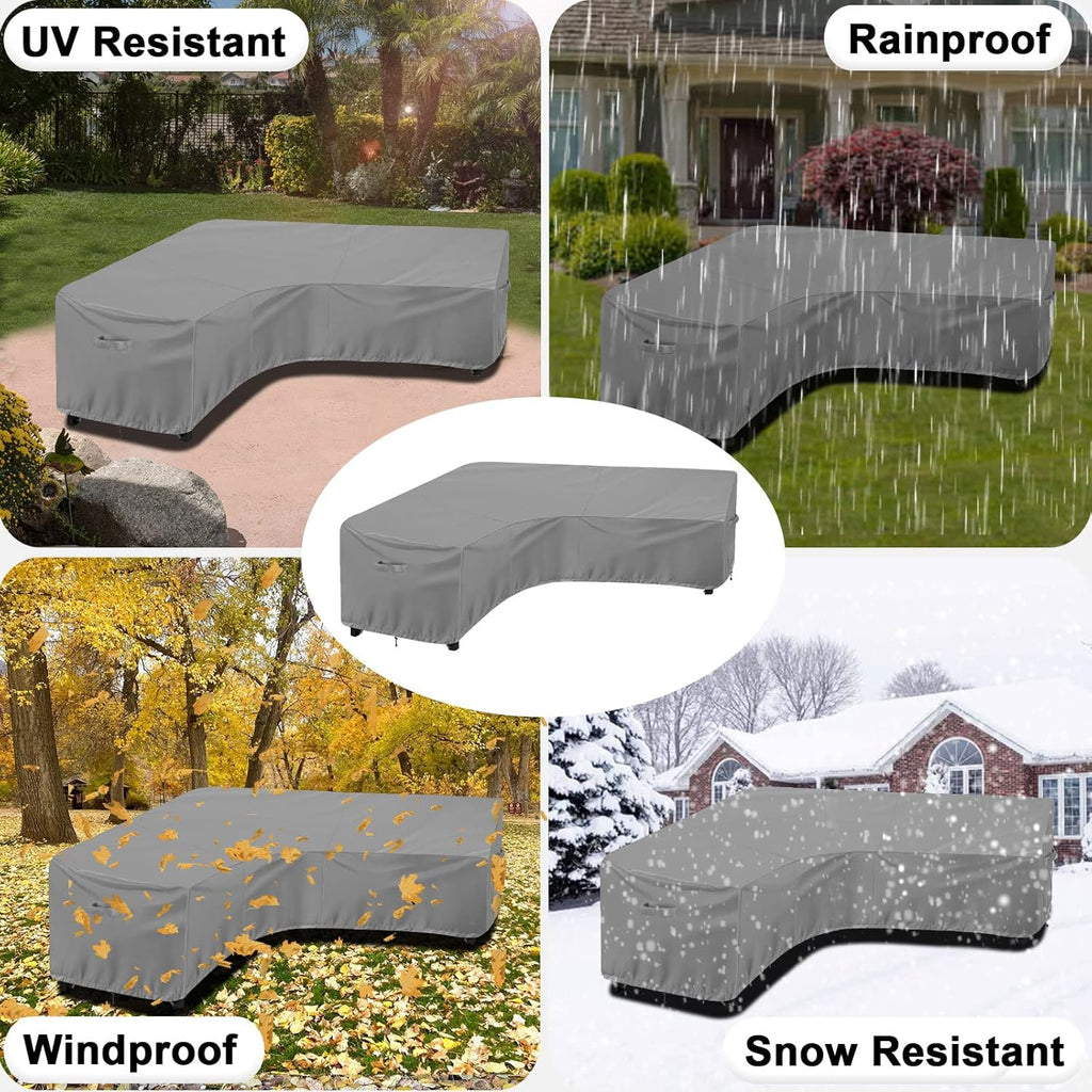Waterproof Outdoor Patio Sectional Cover | UV Resistant & Windproof V Shaped Patio Furniture Covers for Deck, Lawn