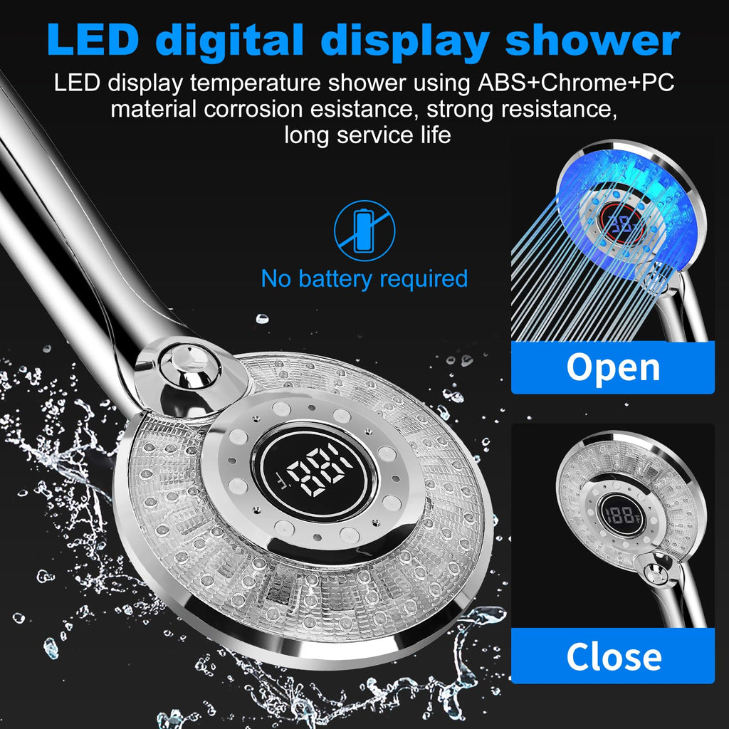 LED Shower Head Color Changing, Shower Head High Pressure with Hose