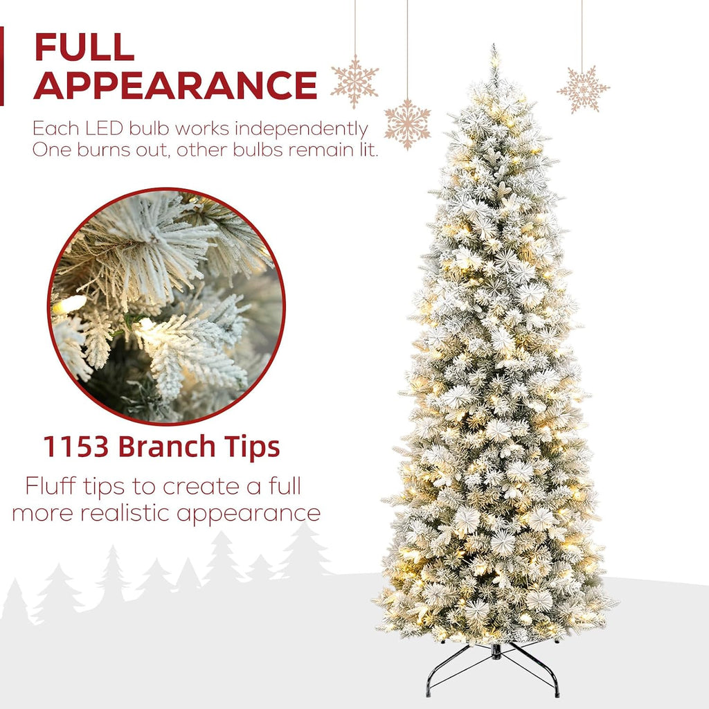 Prelit Pencil Christmas Tree with 200 Warm White LEDs