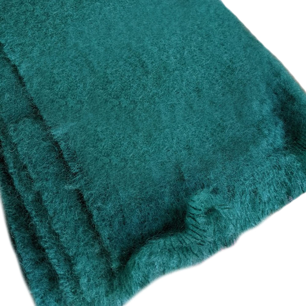 Irish Mohair & Wool Throw Blanket, 54x72in, Solid Green