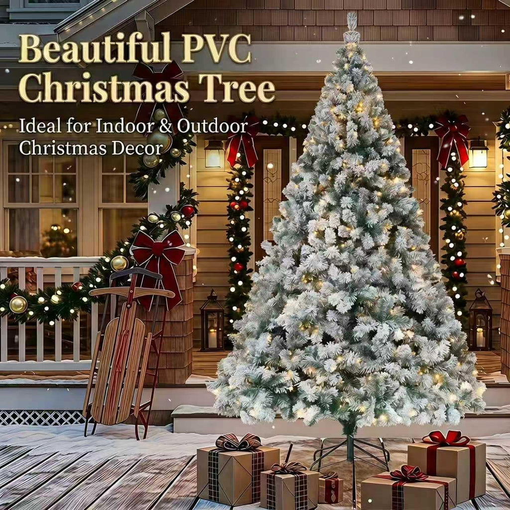 Pre-Lit Snow Flocked Artificial Christmas Tree, 350 Lights