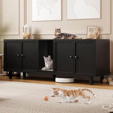 63 Inches Cat Litter Box Enclosure for 2 Cats, Black