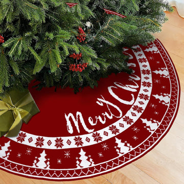 72 Inch Christmas Tree Skirt, Knit Tree Skirt for 7.5 ft Tree to 12ft Tree, Double Sided Large Knitted Tree Skirt