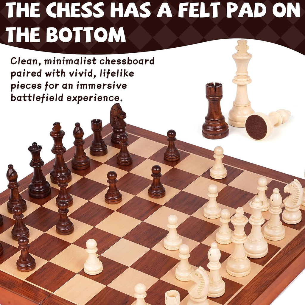 20 Inch Super Large Wooden Chess Set, Hand-Carved Wooden Chess Pieces with 4.5" King, Built-in Storage & 2 Extra