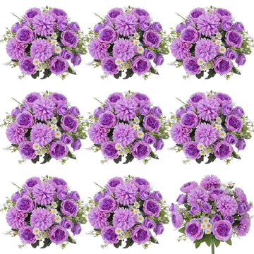 12pcs Artificial Peony Daisy Purple