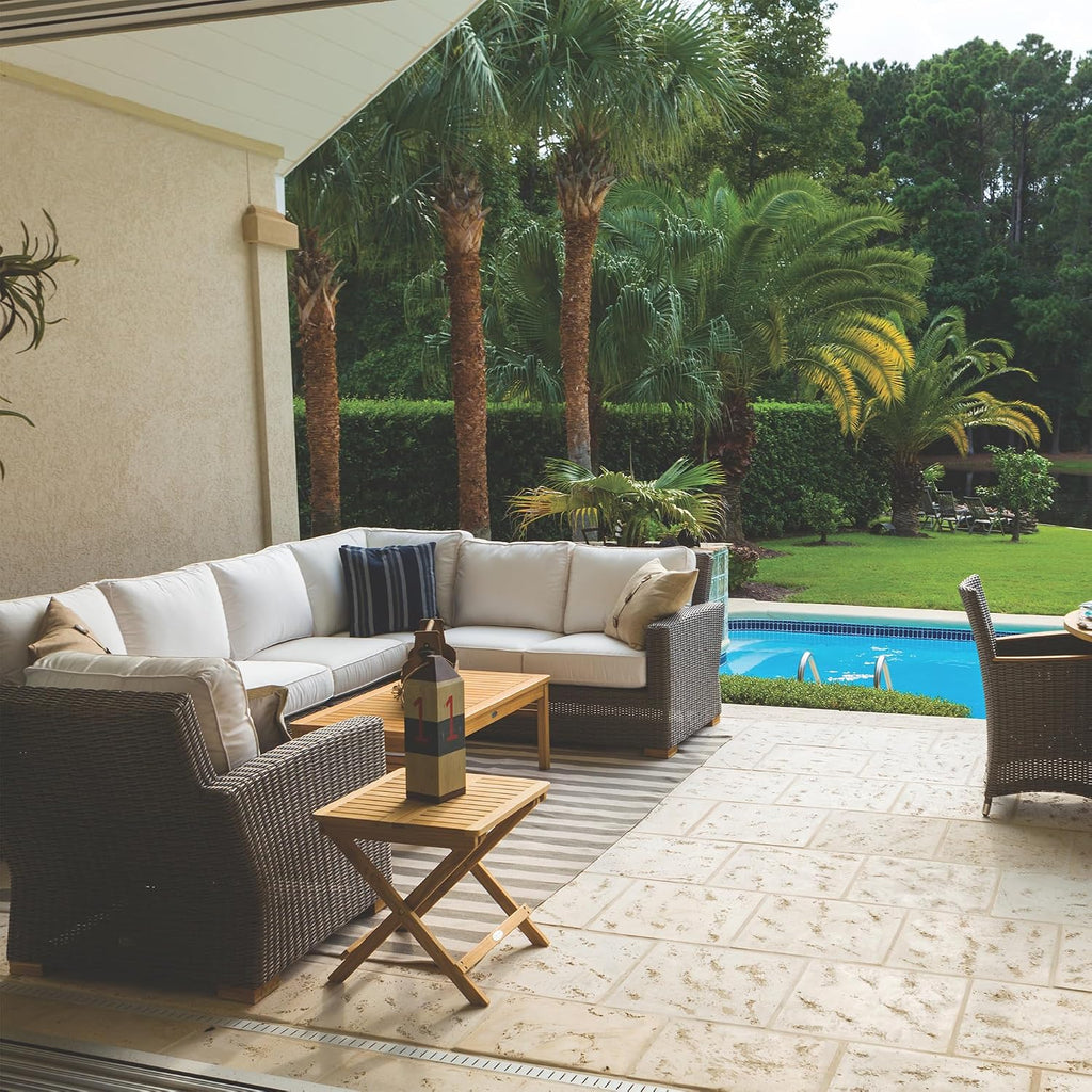 Sanibel Teak Sectional Couch Corner Section, Off-White