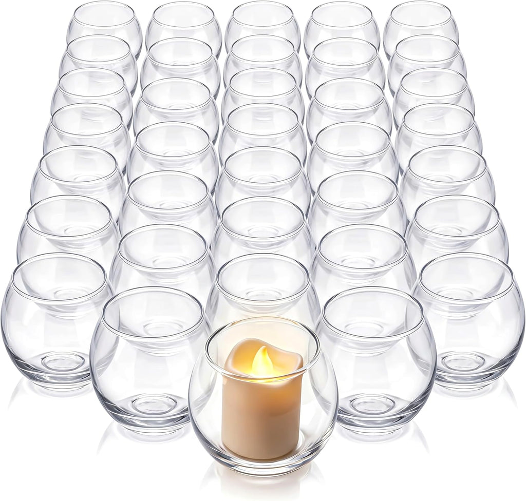 80 Pack Clear Glass Tealight Candle Holders Bulk Round Votive Small Bowl Candle Holders for Wedding Centerpieces