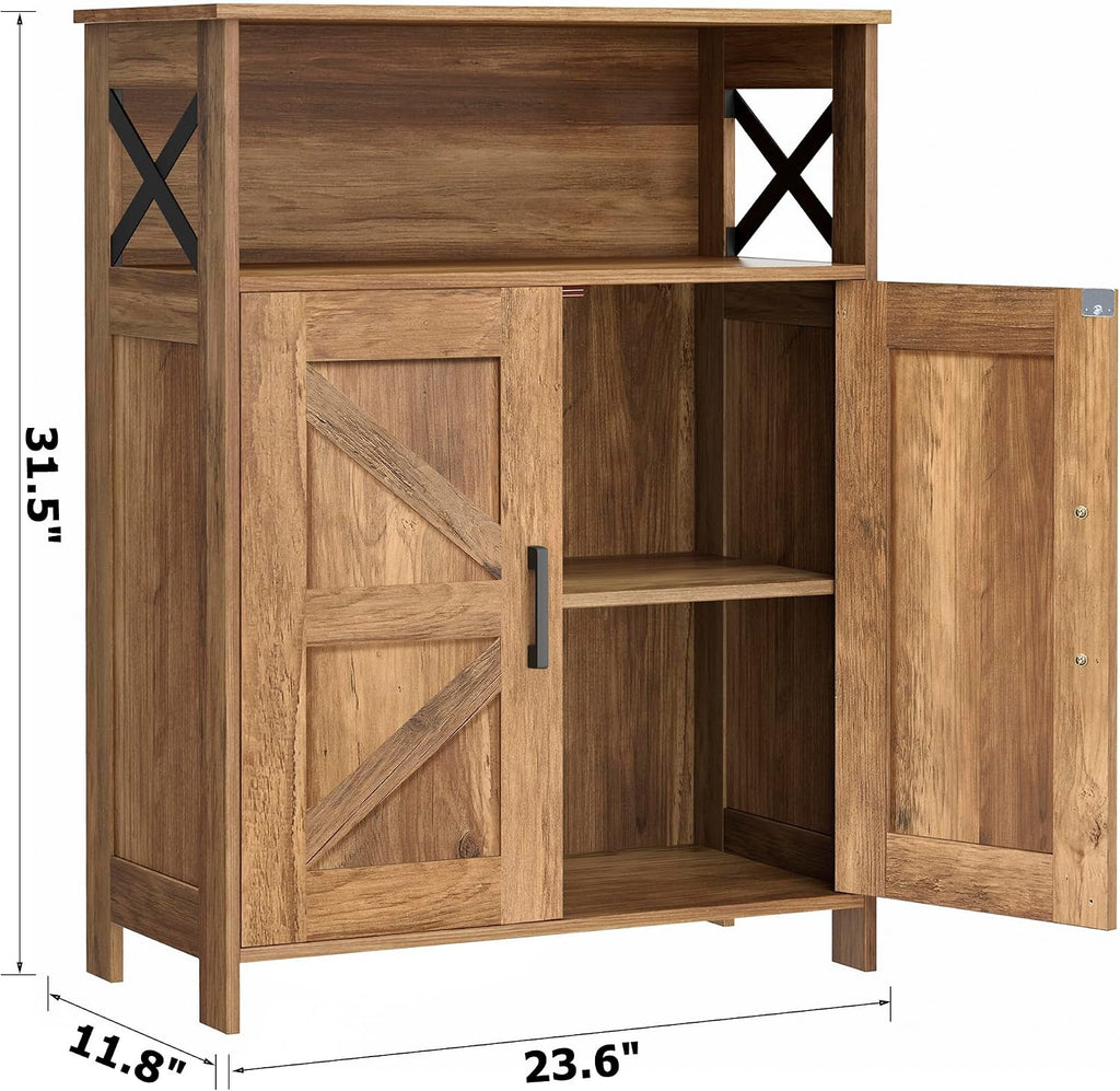 Farmhouse Bathroom Storage Cabinet with Doors, Small Floor Cabinet | Toilet Paper Cabinet with Adjustable Shelf