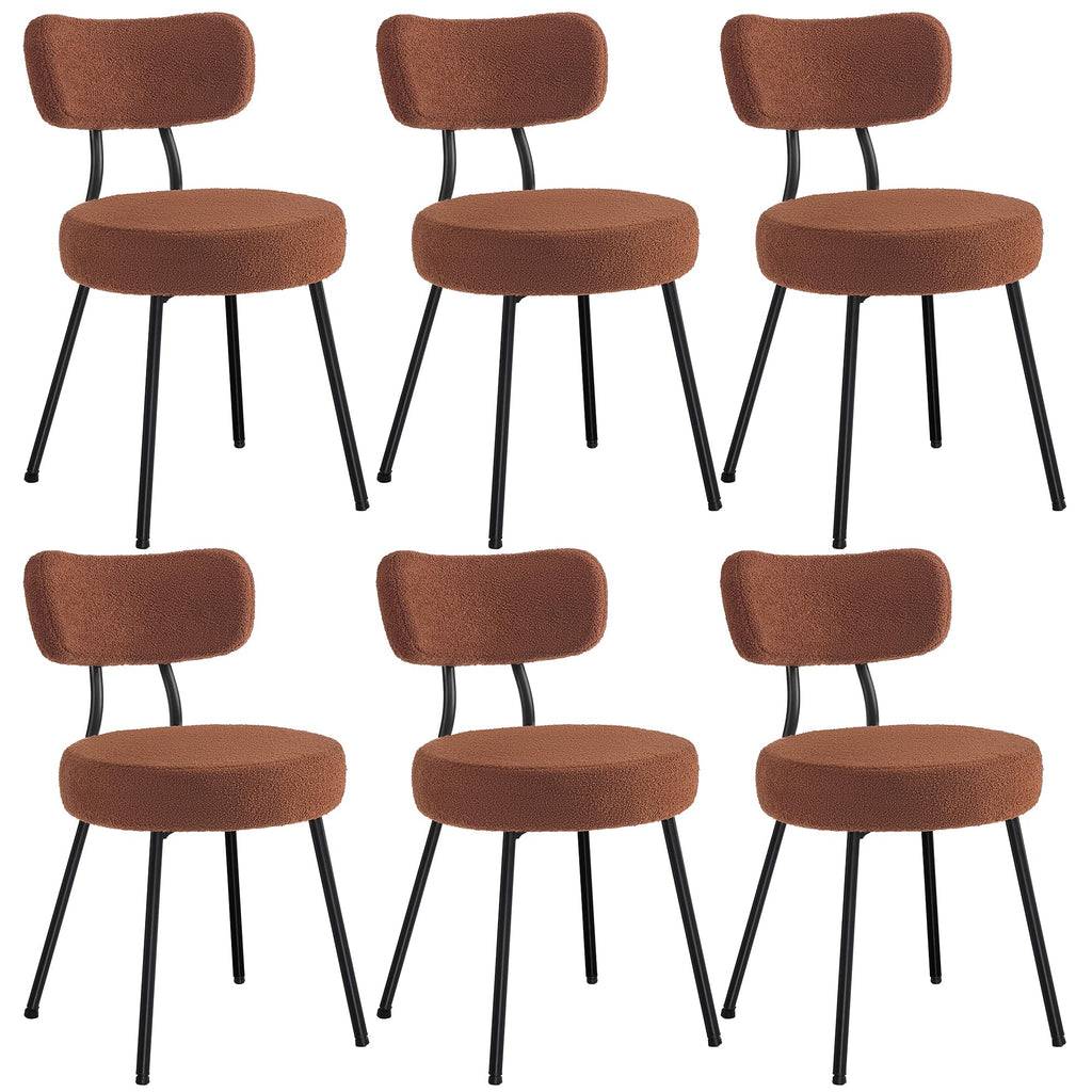 Boucle Set of 6, Upholstered Kitchen Chairs