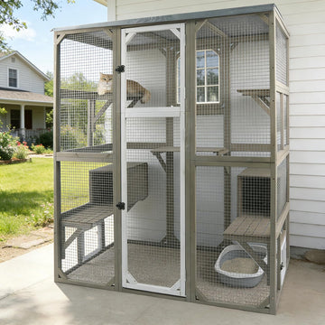 Catio Outdoor Cat Enclosure with Window Access & Weatherproof Roof