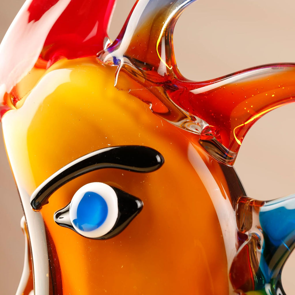Murano-Style Hand bolow Art Glass face sculptuer - 17.31" Tall Mouth-Blown Crafts Home Office Bedroom Living Room