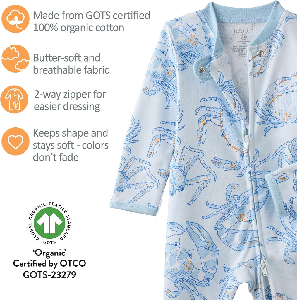 Shadow Sleep & Play 100% Cotton Footless Two Way Zip Front PJs