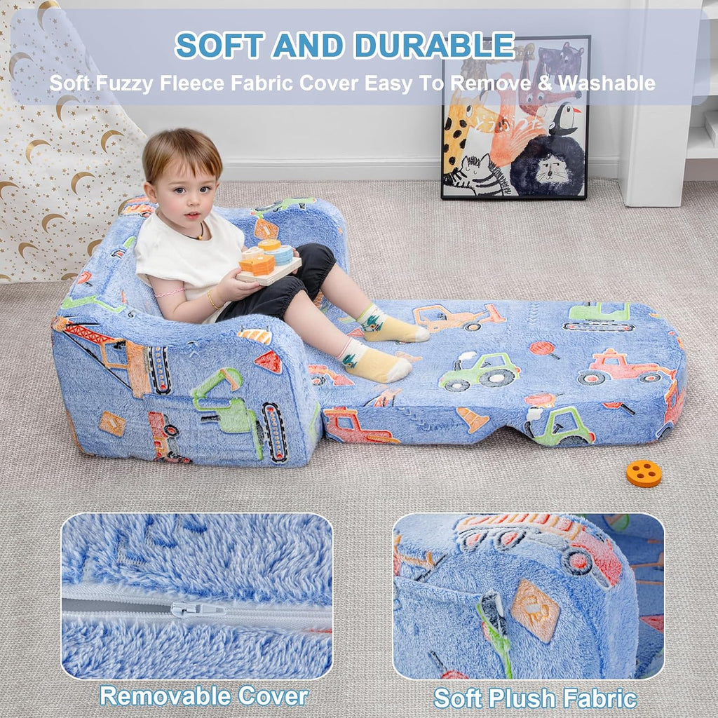 Comfy Kids Sofa Chair, in-1 Fold Out Couch with Blanket
