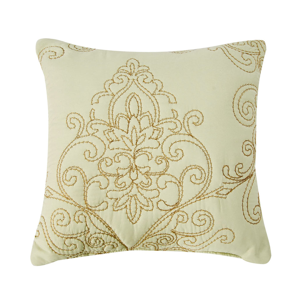 Quilt Bedspread 4 Piece Bedding Set 90" x 90" Elegant Antique Classy Damask Embroidery with Scallop Edges