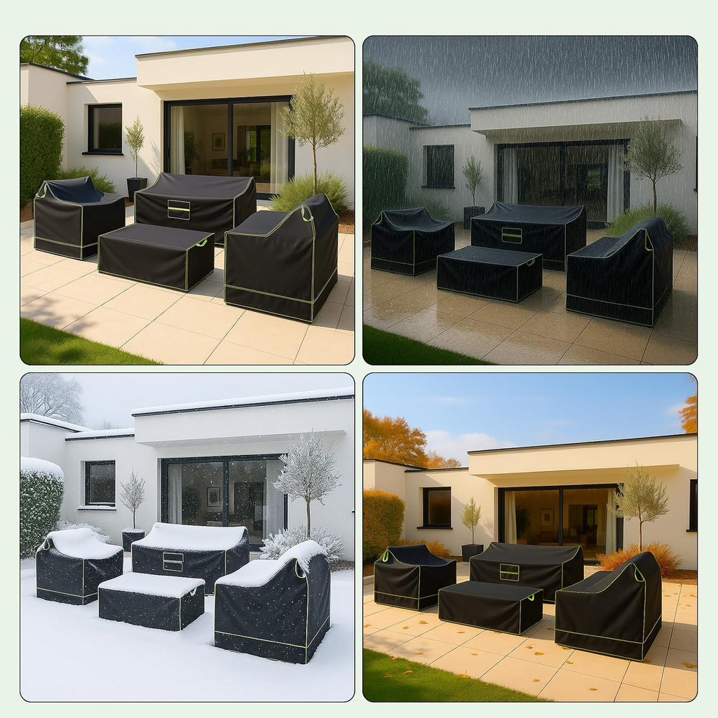 4 Piece Patio Furniture Covers Set, Heavy Duty 420D Waterproof Outdoor Furniture Covers for Loveseat, Chairs & Coffee