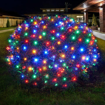 Led Christmas Net Lights Outdoor Christmas Lights Multicolor 160LED 5ftx7ft, Waterproof Outdoor Indoor Fairy Mesh Net