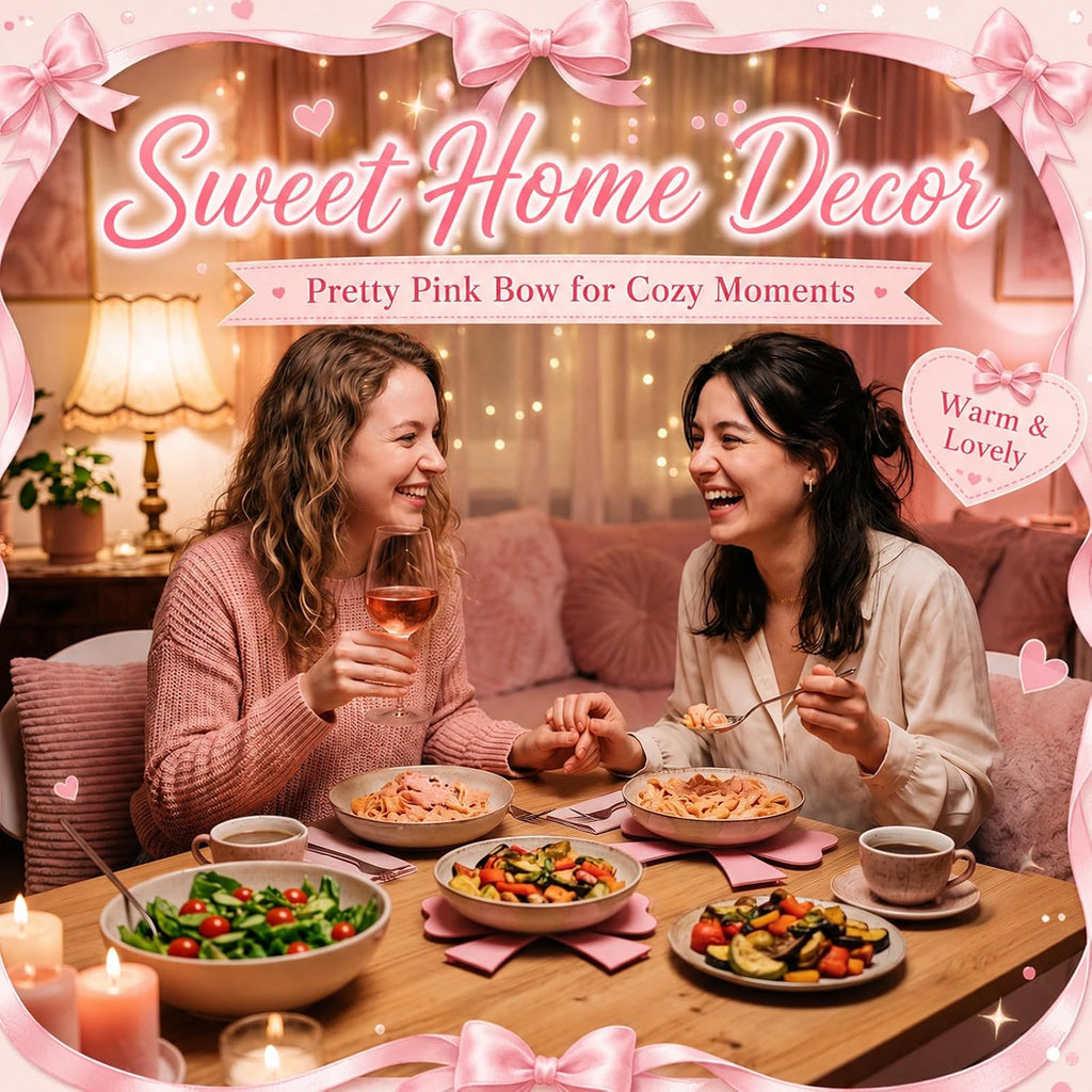 Pink Bow Cast Iron Trivets for Hot Dishes, Heat Resistant Kitchen Trivet Set for Countertop Protection - Set of 2