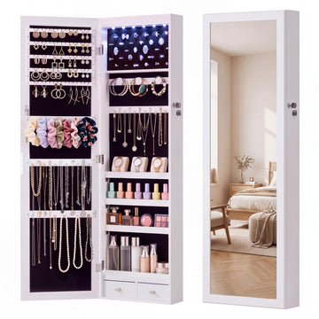 6 LEDs Jewelry Armoire Cabinet with 47.2" Full Length Mirror