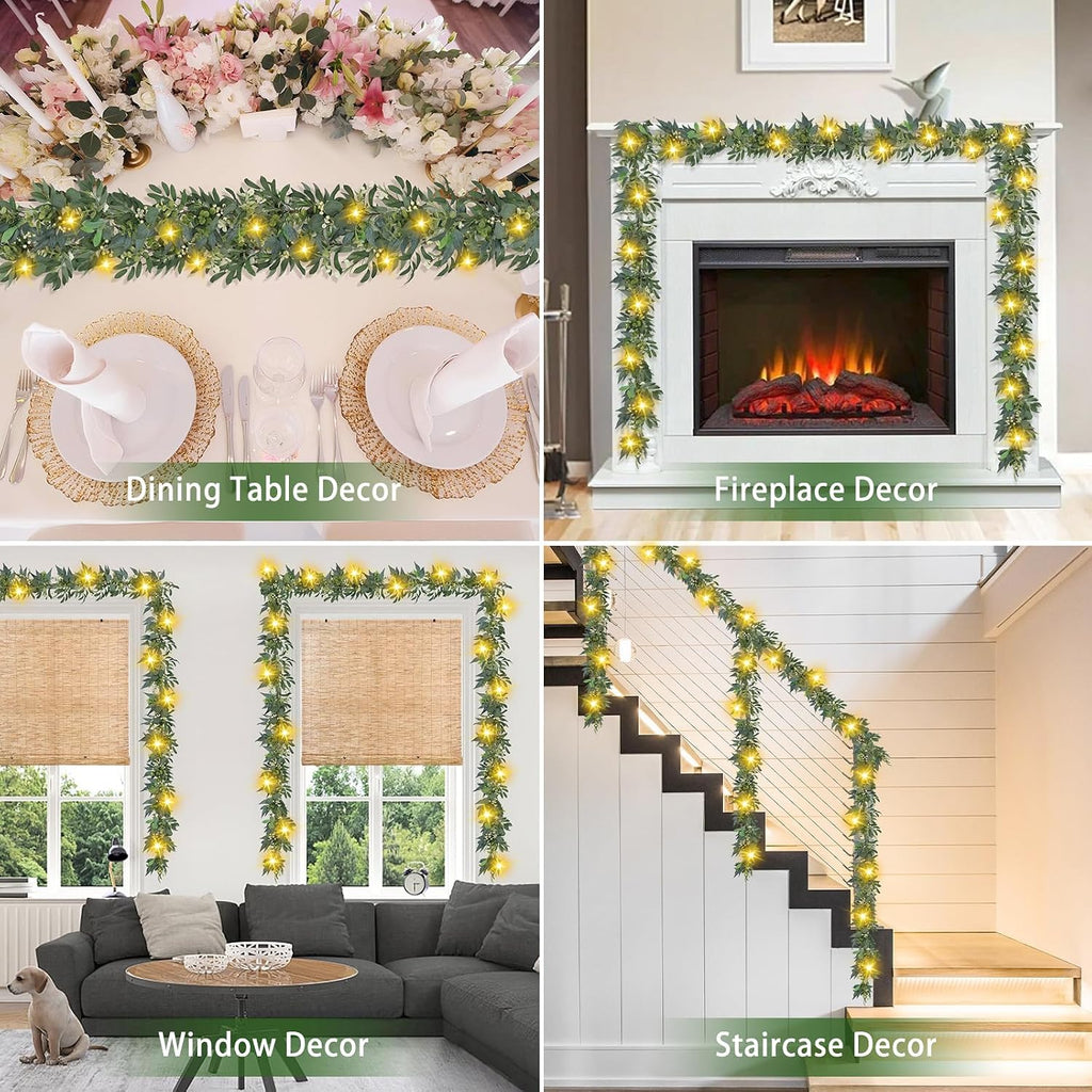 Eucalyptus Garland with Lights - 6 Ft Greenery Garland Spring/Summer