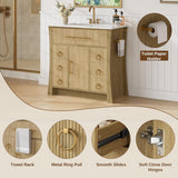 36" Freestanding Bathroom Vanity with Sink - Vanity Cabinet with 4 Drawers & Flip-Down Storage