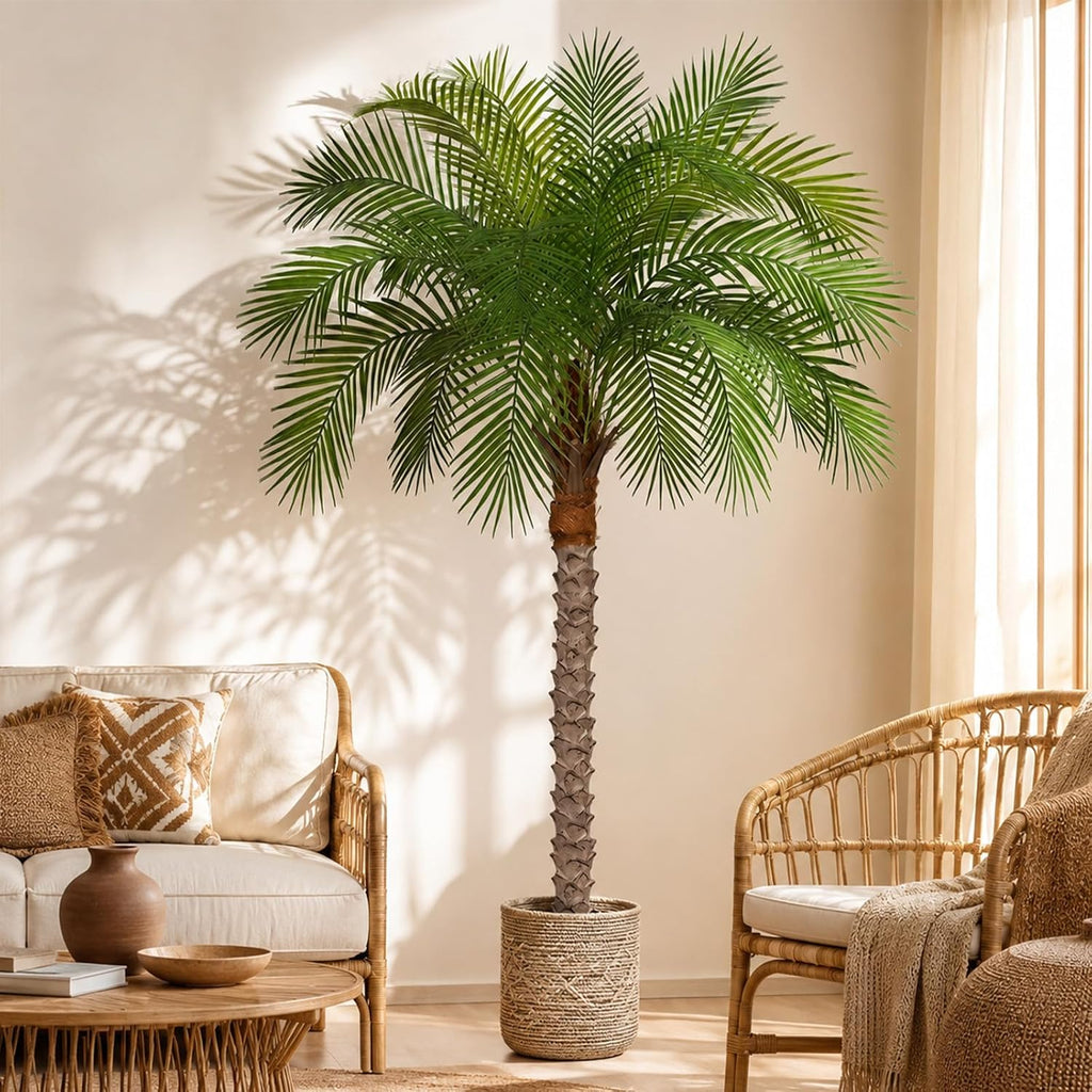 6ft Artificial Phoenix Palm Tree, Faux Coconut Silk Tropical Fake Palm Plant Outdoor Home Office Patio Bathroom Pool