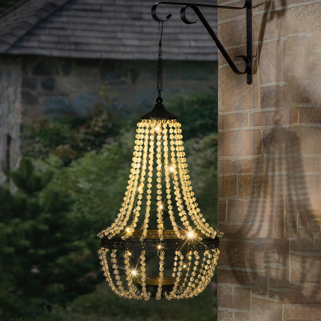 28" Hanging Solar Chandelier Outdoor Waterproof 30 LED Lantern
