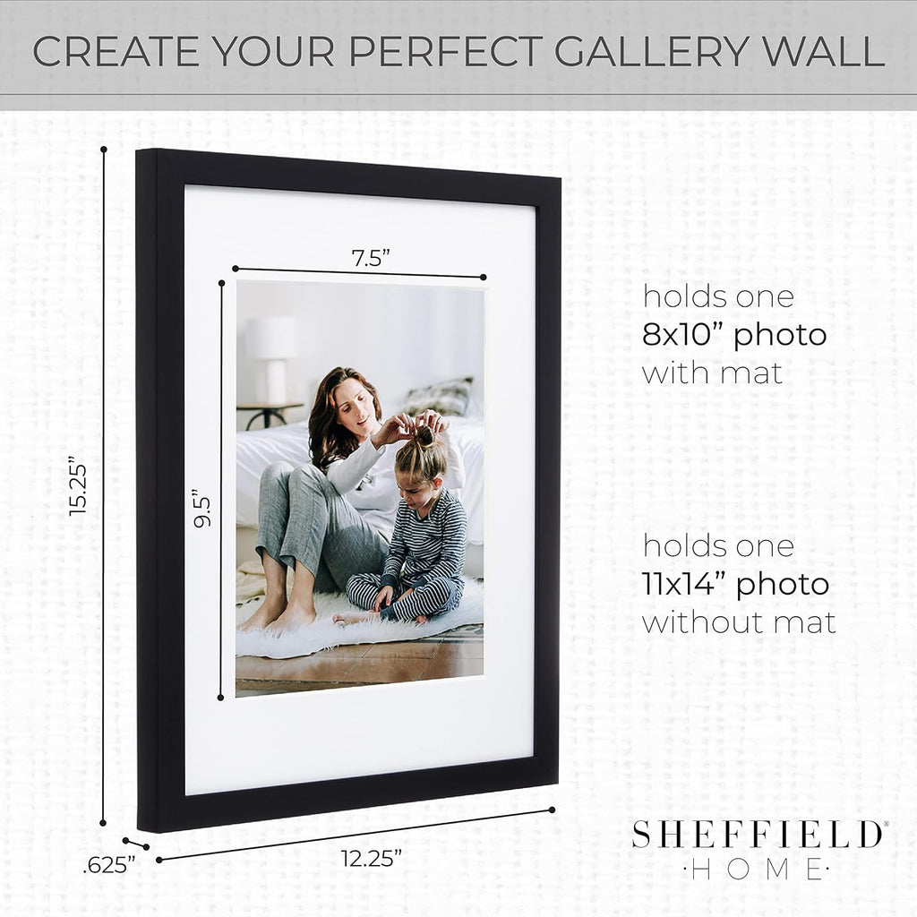 9 Piece Gallery Wall Frame Set, 11x14 in. matted to 8x10 in. (Matte Black)