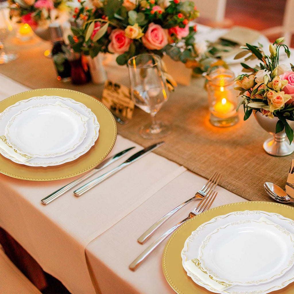 Inch Gold Beaded Round Charger Plates - Set of 36