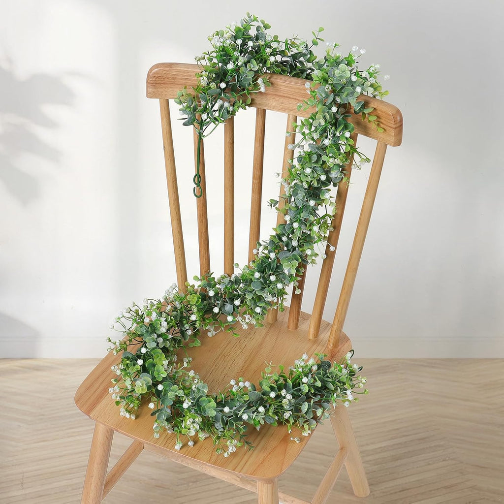 Fake Vines Eucalyptus Babys Breath Greenery Garland - Set of 4