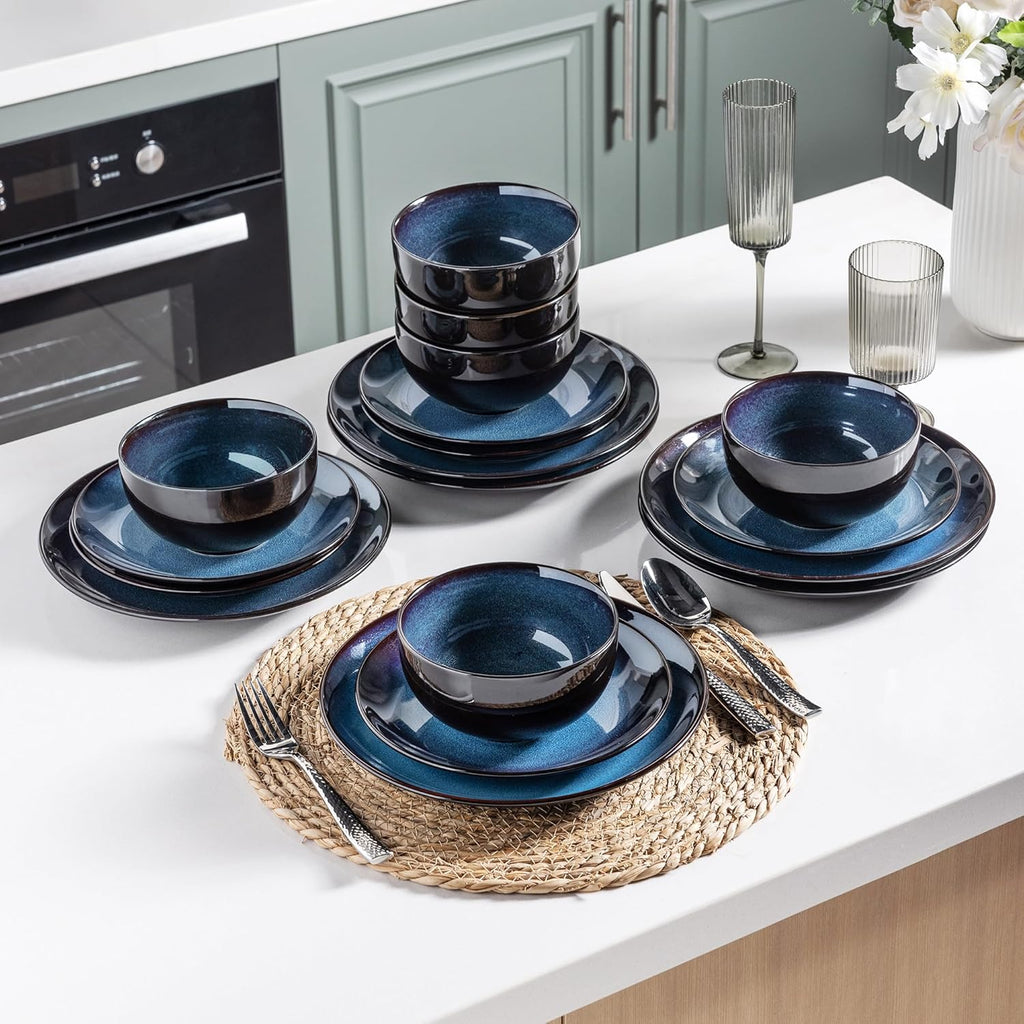 Ceramic Dinnerware Sets for 4,Stoneware Coupe Plates and Bowls Sets,Highly Chip and Crack Resistant | Dishwasher &