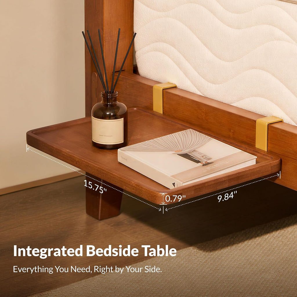 Bamboo Japanese Joinery Bed Frame Queen, Platform Bed, Walnut