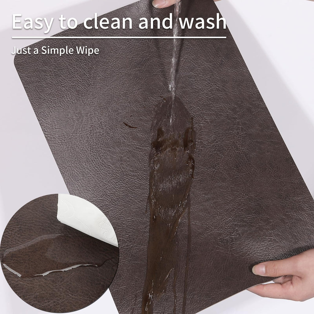 Cowhide Pattern Faux Leather Placemats Set of 6,Heat Resistant Non-Slip Waterproof Wipeable Washable Kitchen Dining