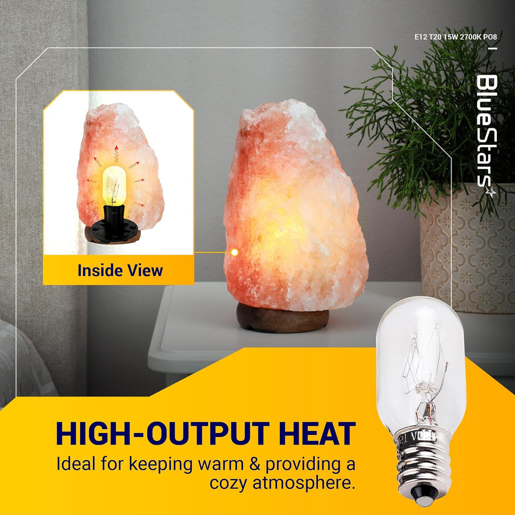 E12 T20 Himalayan Salt Lamp Bulb 120V 15W 2700K Warm White