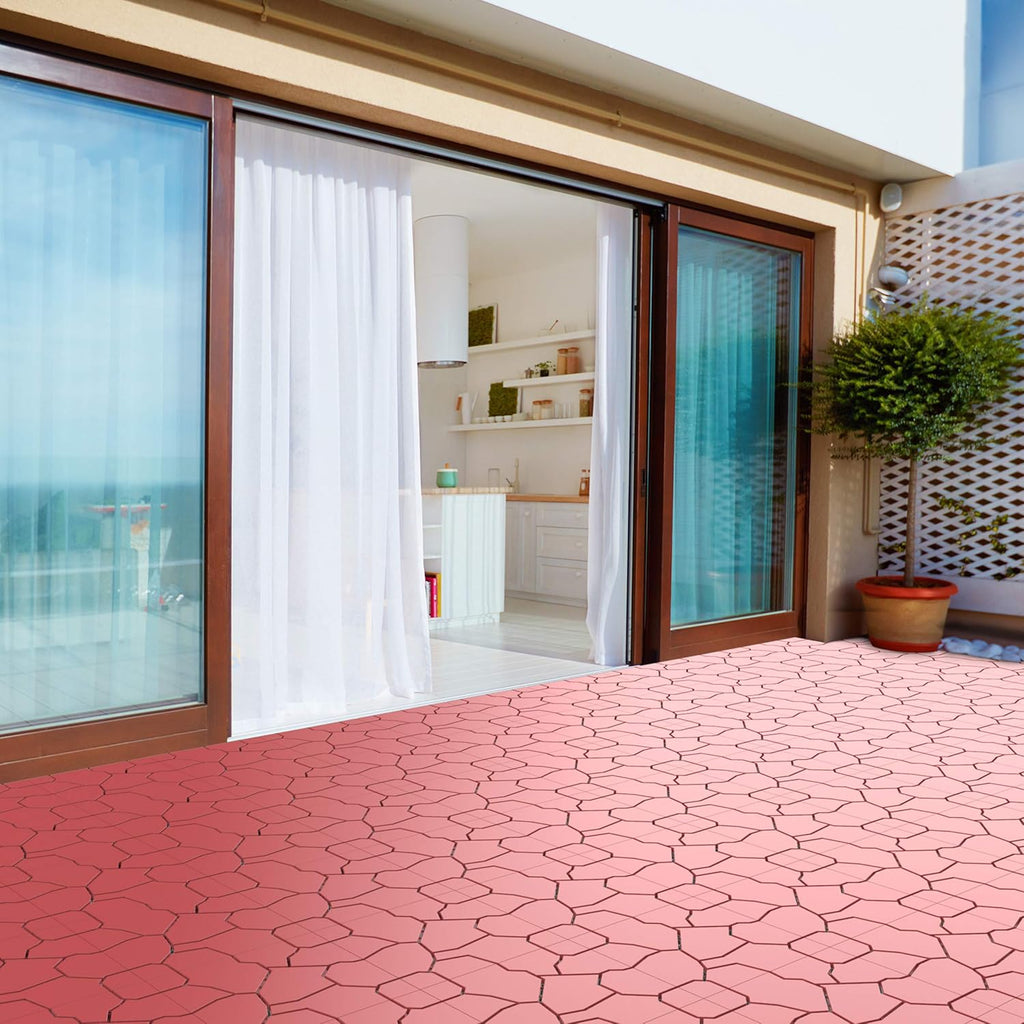 6-Pack Polypropylene Interlocking Patio Deck Tiles - Weather-Resistant Outdoor Flooring for Balcony, Porch, and Garage
