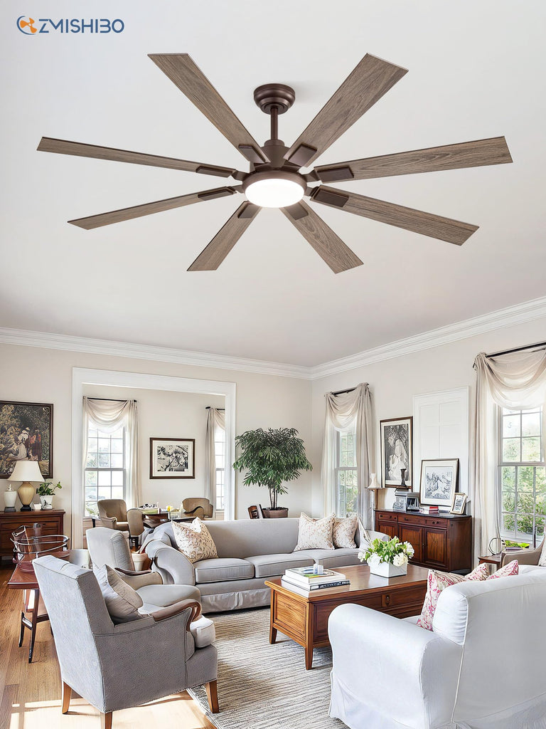 62" Farmhouse Ceiling Fan with Light, Remote Control, Oil Bronze
