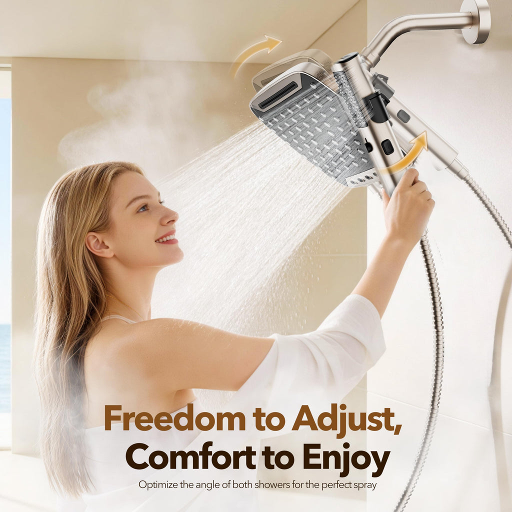 High Pressure Rain Shower Head with Handheld Spray Brushed Nickel